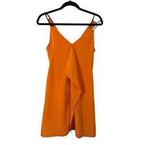 Sachin + Babi Orange Ruffle‎ V Neck Spaghetti Strap Mini Slip Dress Size 2